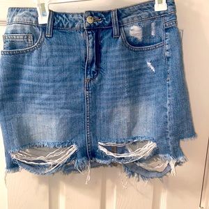 Distressed Denim Jean Skirt